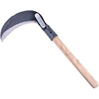 SZQLF Acero Hoz de Hierba con Mango de Madera Ligero Jardinería Hierba Hoz Cuchillo de la Herramienta Que acampa Jardín…
